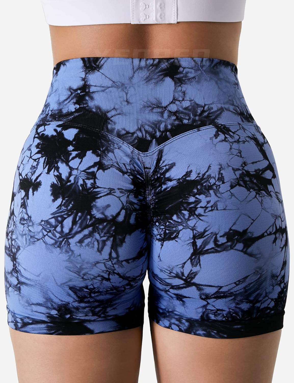women's tie dye print high waist sports gym shorts