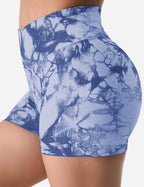 women's tie dye print high waist sports gym shorts