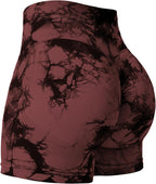 women's tie dye print high waist sports gym shorts