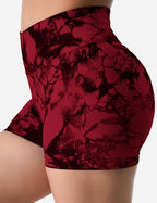 women's tie dye print high waist sports gym shorts