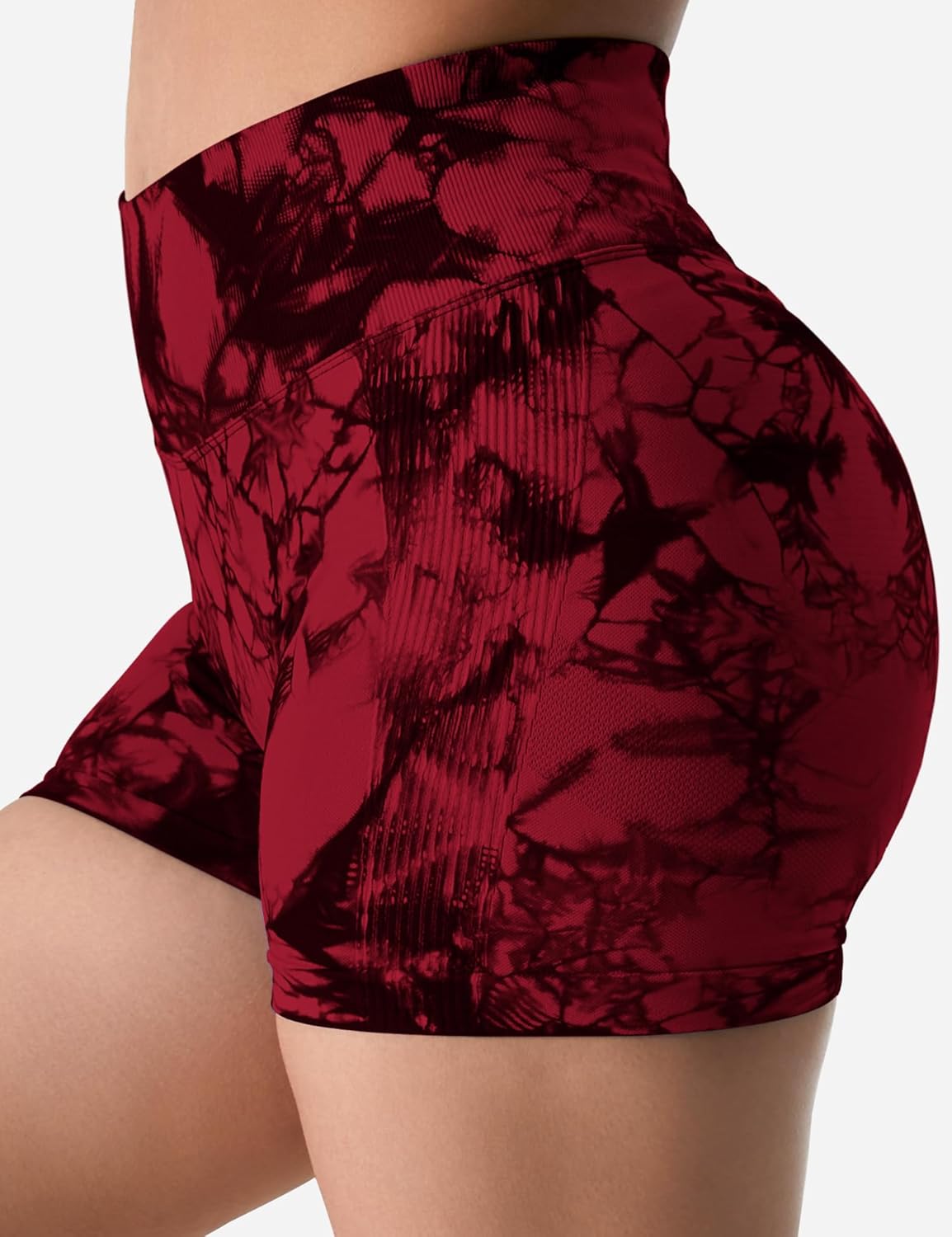 women's tie dye print high waist sports gym shorts