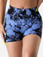 women's tie dye print high waist sports gym shorts