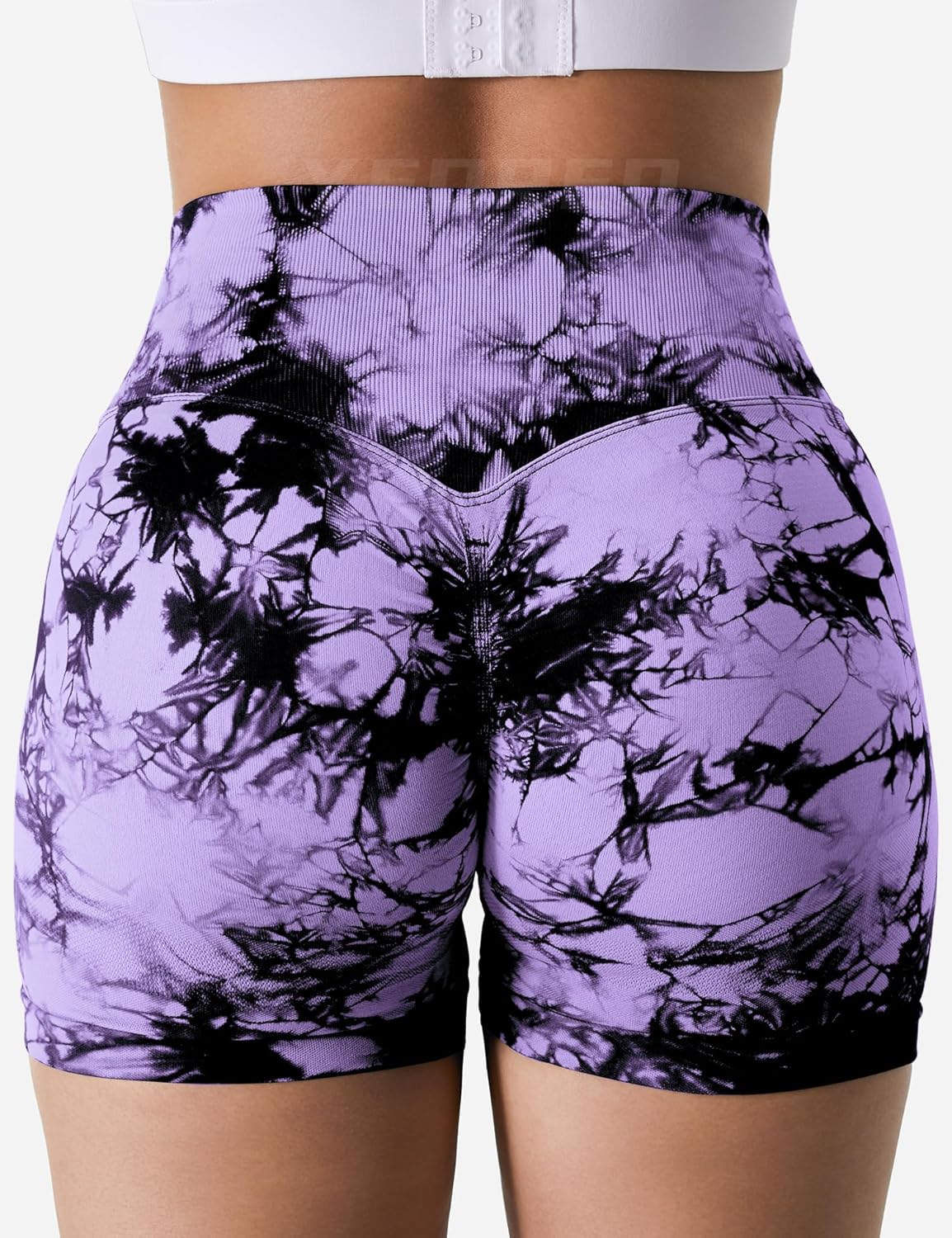 women's tie dye print high waist sports gym shorts