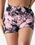 women's tie dye print high waist sports gym shorts