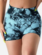 women's tie dye print high waist sports gym shorts
