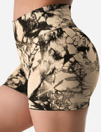 women's tie dye print high waist sports gym shorts