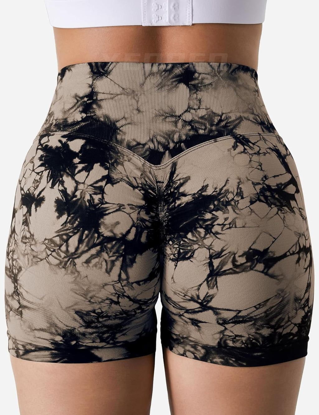 women's tie dye print high waist sports gym shorts