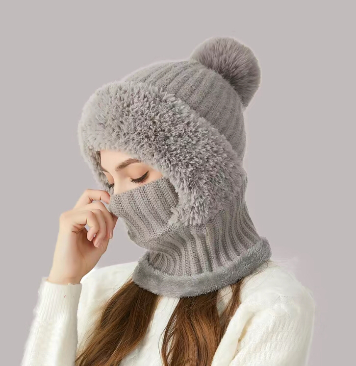 Knitted Scarf-Mask-Hood Combination