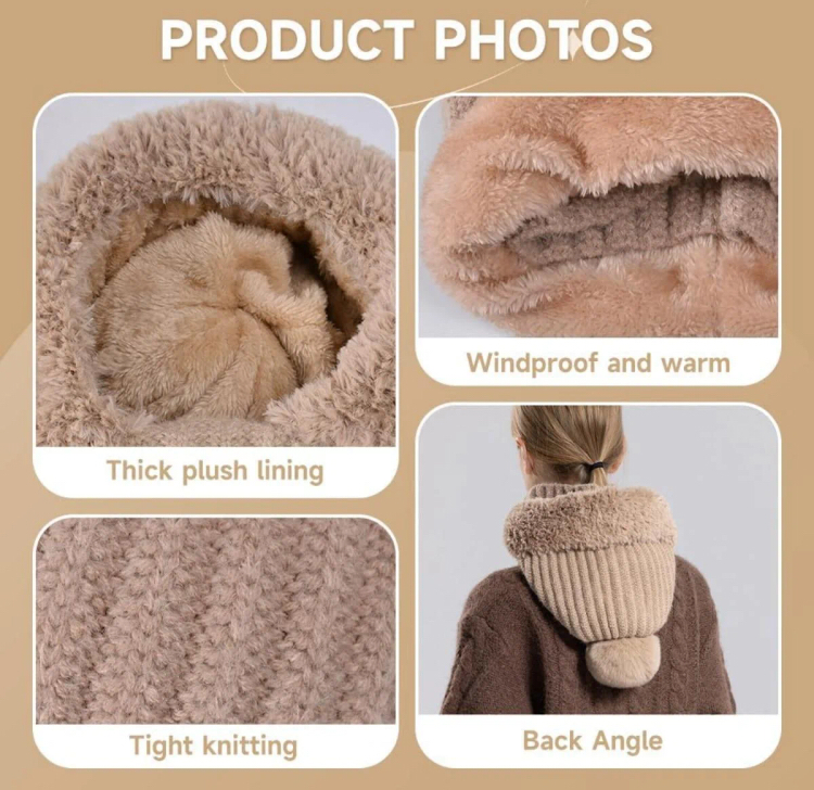 Knitted Scarf-Mask-Hood Combination