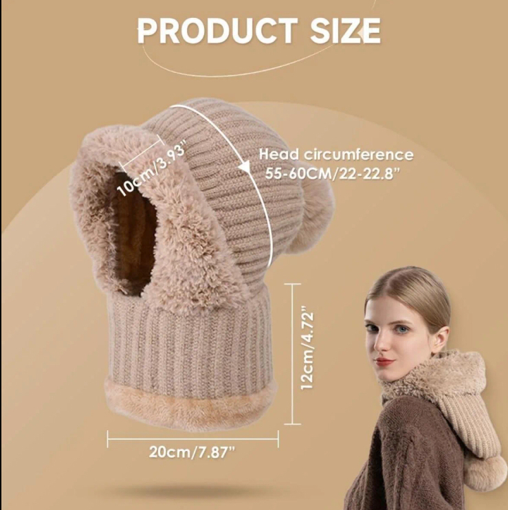 Knitted Scarf-Mask-Hood Combination