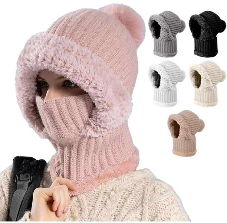 Knitted Scarf-Mask-Hood Combination