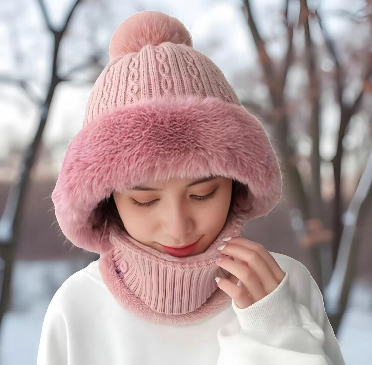 Knitted Scarf-Mask-Hood Combination
