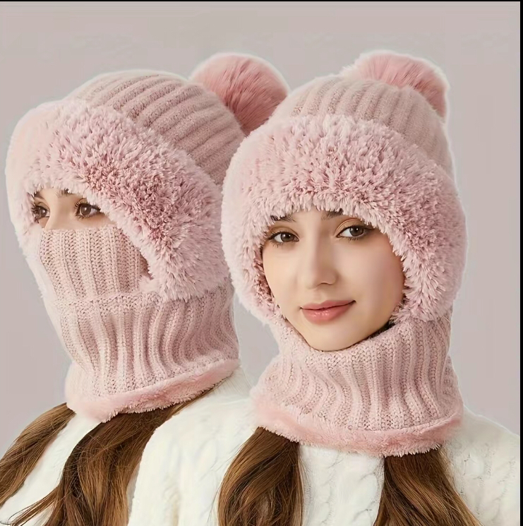 Knitted Scarf-Mask-Hood Combination