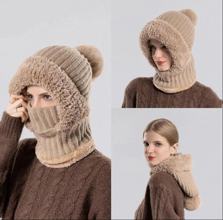 Knitted Scarf-Mask-Hood Combination