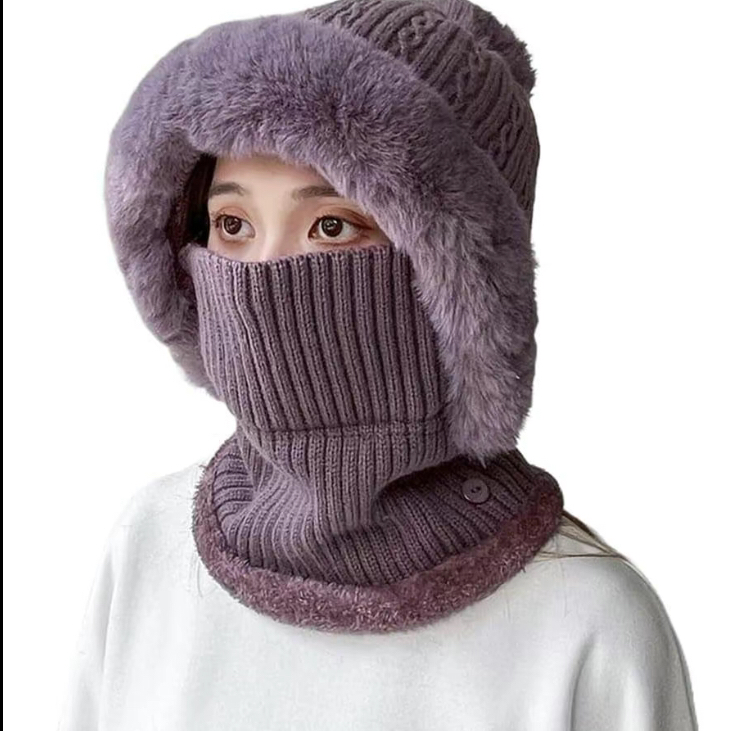 Knitted Scarf-Mask-Hood Combination