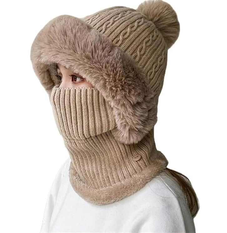 Knitted Scarf-Mask-Hood Combination